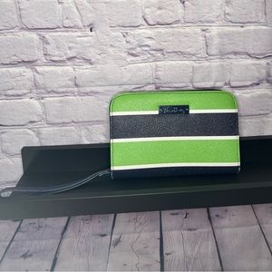 Vera Bradley Blue White Green Striped Wristlet Wallet